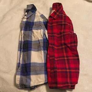 Blue and Red Plaid Button-Up Shirts